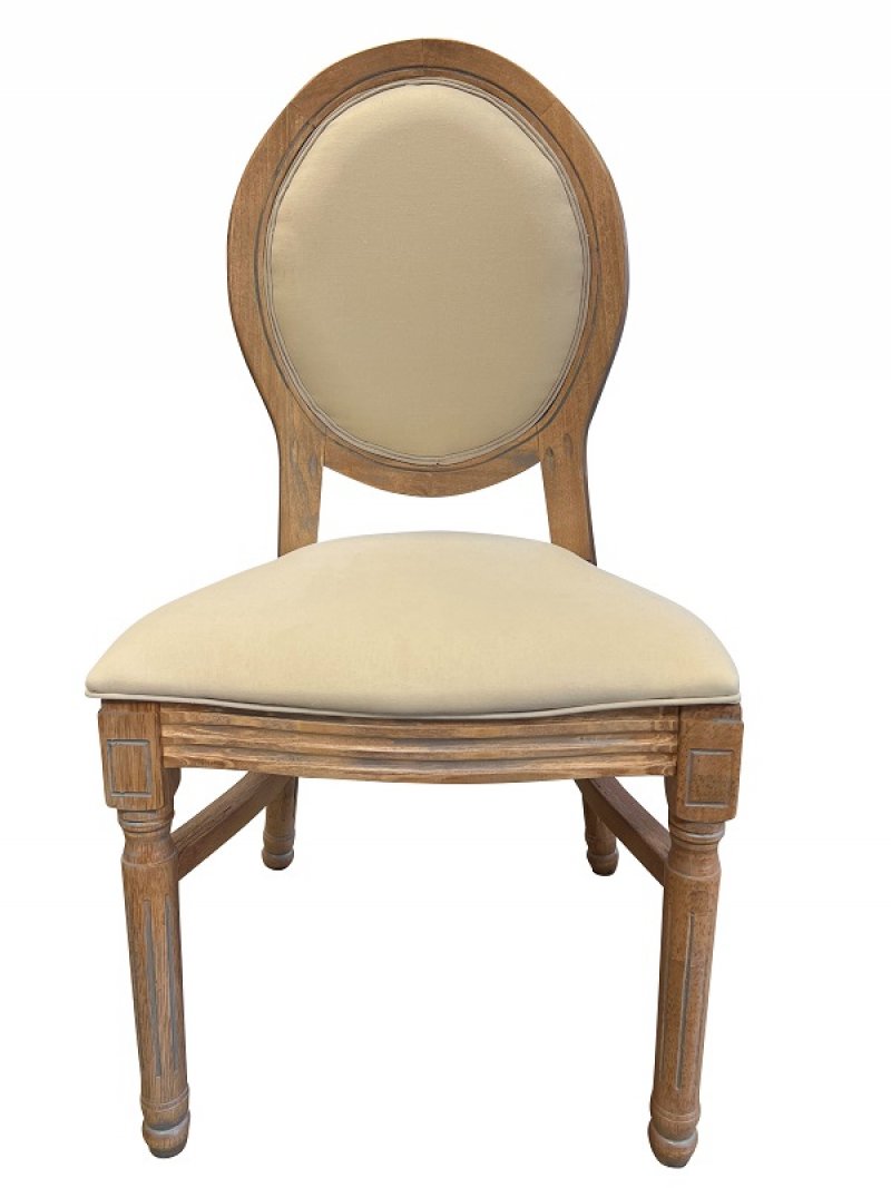 LOUIS MEDALLION CHAIR - WHITE WOOD