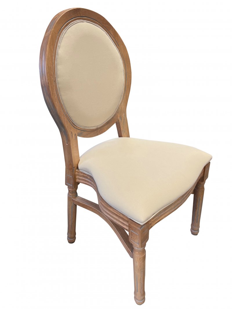 LOUIS MEDALLION CHAIR - WHITE WOOD